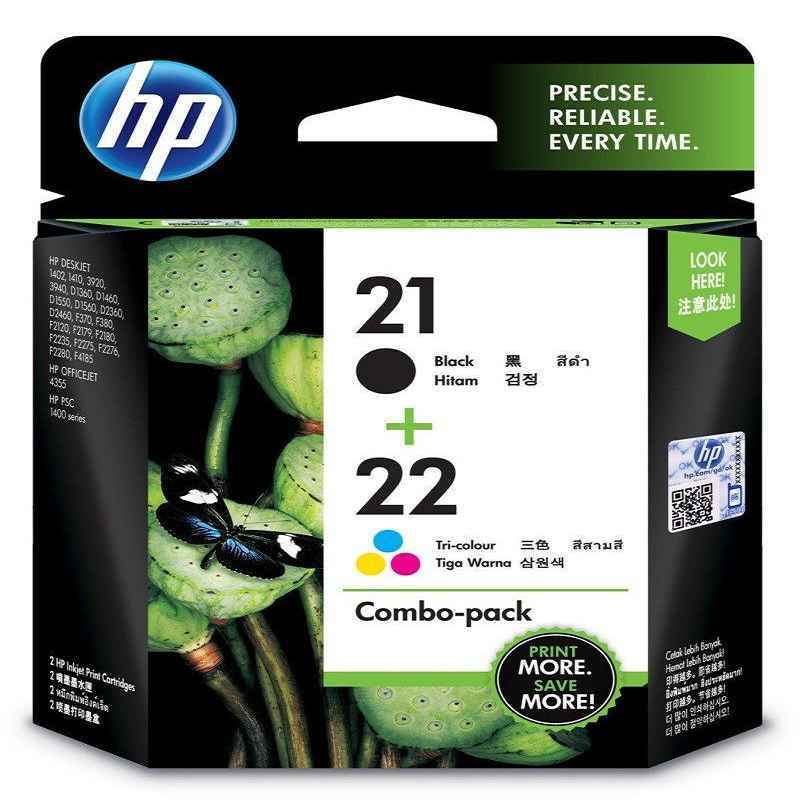 HP 21 Black/22 Tri-color 2-pack Original Ink Cartridges