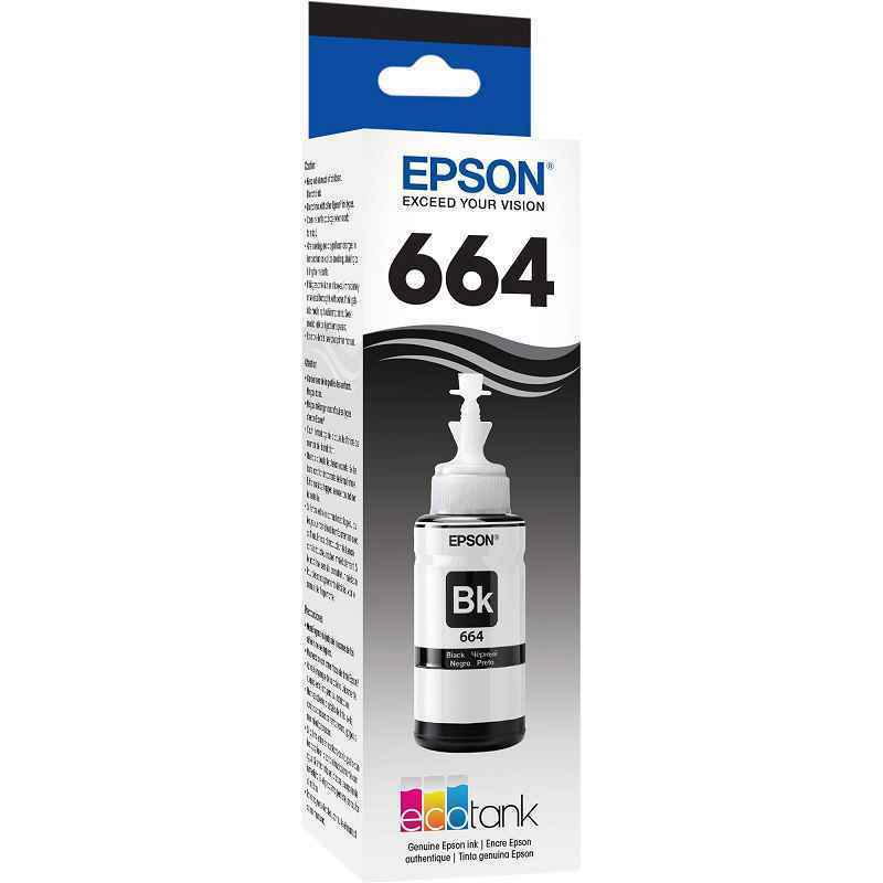 Epson Ink Bottle- T664, Black, 70ml
