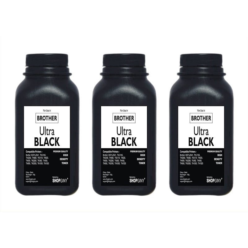 SHOPGINY Toner Refill Powder Ultra Black for Brother TN 2365-100gm, Compatible Brother DHL-L2321D, L2361DN, L2366DW, L2320d, DCP-L2541DW, L2520D, MFC-L2701D, L2701DW (Powder Pack of 3)